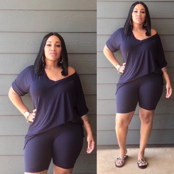 plus size short sets